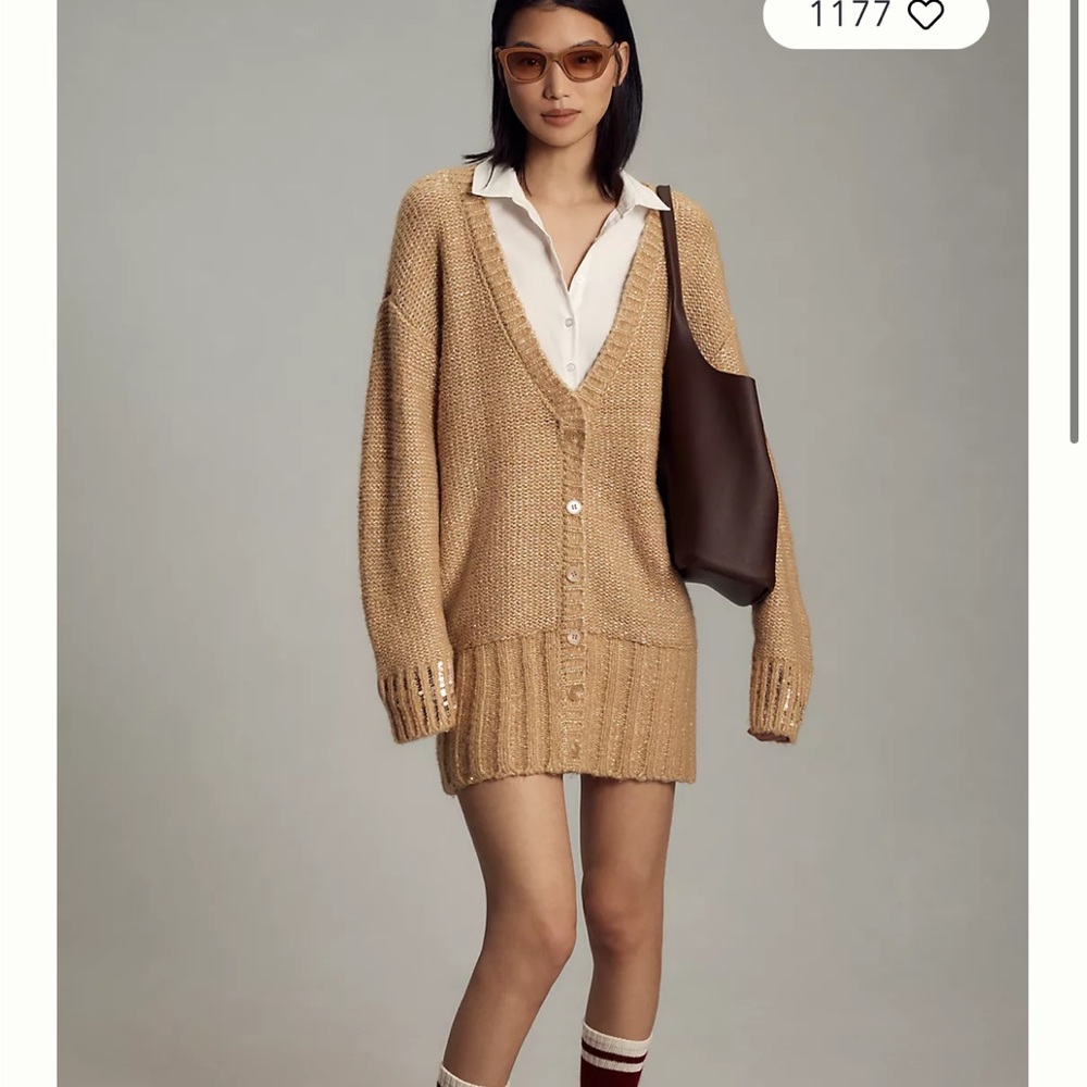 Maeve Layered Sparkle Cardigan Sweater Mini Dress size L